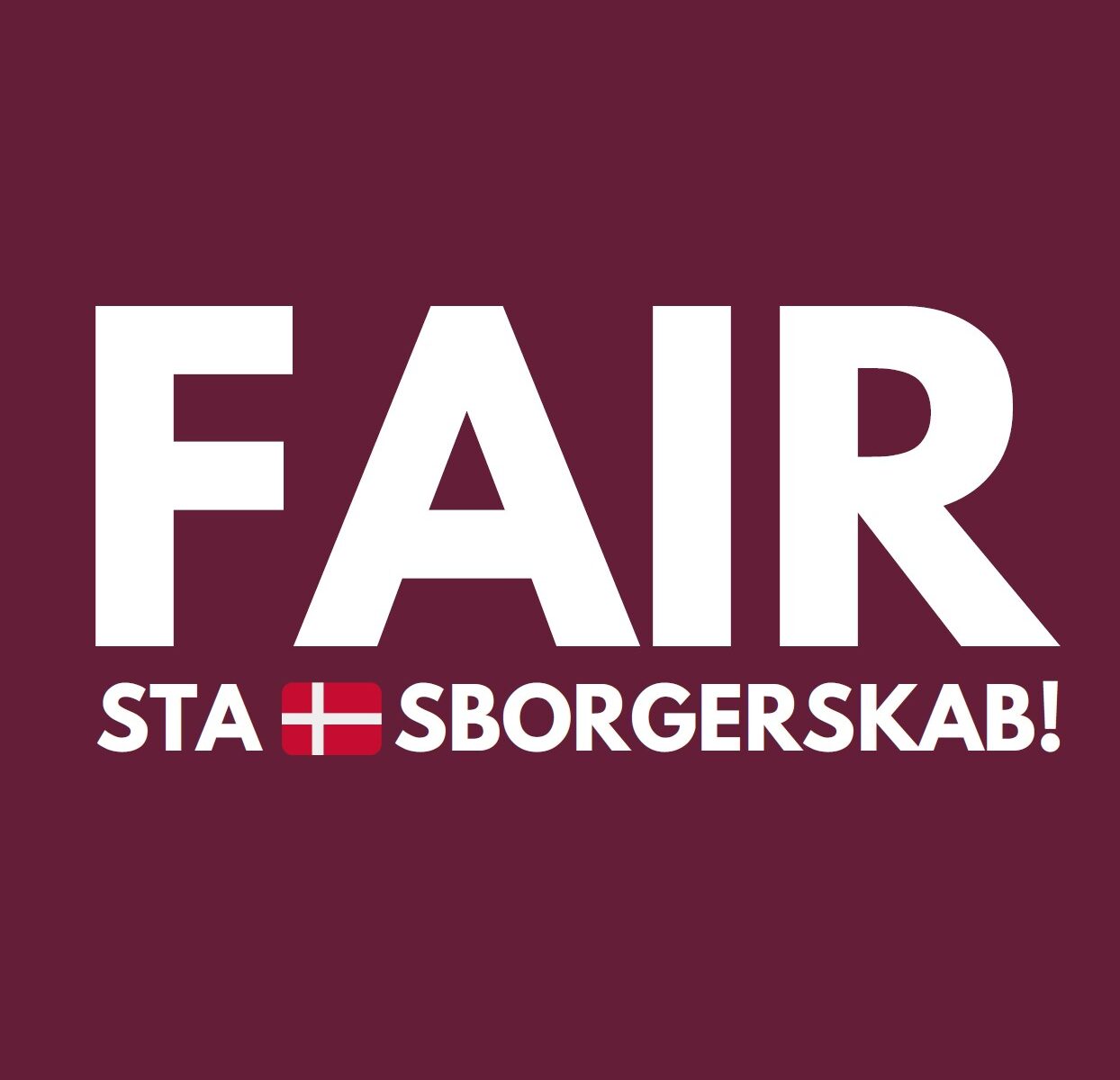 Fair Statsborgerskab! logo, med Dannebrog som det første T i statsborgerskab