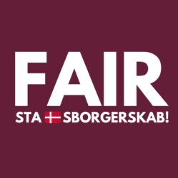 Fair Statsborgerskab! logo, med Dannebrog som det første T i statsborgerskab